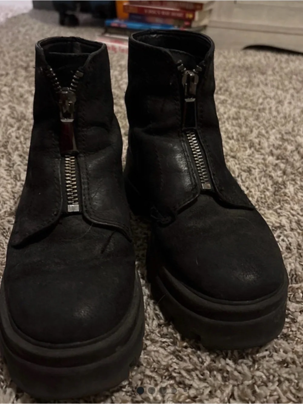 Gianni Bini Black Front-Zip Platform Ankle Boots